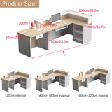 Front Desk Reception Counter，L Shaped Modern Reception Desk Commercial Checkout Counter with Lockable Drawer & LED Lights for Salon Office Lobby Barbershop Store Generic