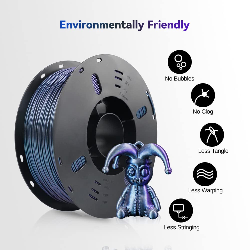 VOXELAB 3D Printer Filament Color Changeable PLA Filament 1.75mm, Burnt Titanium PLA 3D Printer Filament, Chameleon PLA 1kg (2.2lbs)-Dimensional Accuracy +/- 0.02mm, PLA Burnt Titanium Voxelab