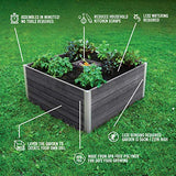 Vita Urbana 3 Foot x 5 Foot Embossed Vinyl Keyhole Garden with Composting Basket, Slate Grey, Gray, PVC, BPA and Pthalate Free, Woodgrain, VT17602 Vita