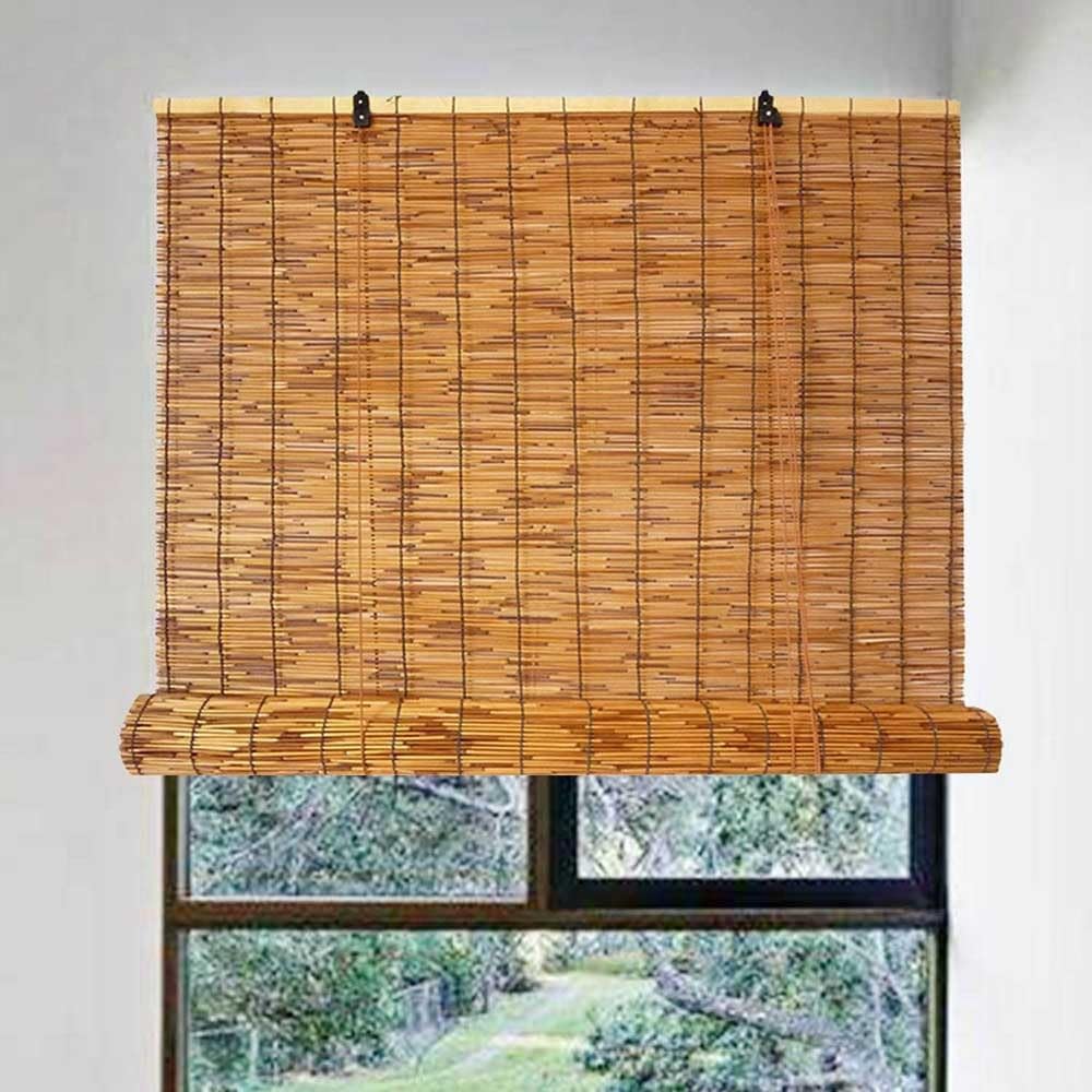 ADafeg Outdoor Roll-up Bamboo Shade Blackout Roller Matchstick Blinds, Bamboo Window Shades for Patio, Privacy Retro Curtains, Cordless 20"X60" 56"X72" 66"X72" 72"X72" (Size : 44" x 64") ADafeg