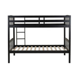 Linon Howell Black Solid Wooden Twin Over Twin Bunk Bed with Ladder Linon