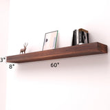 SAUMONIERES Fireplace Mantel Shelves 60 Inch Solid Wood Wall Mounted Long Floating Shelf Hollow, Brown SAUMONIERES