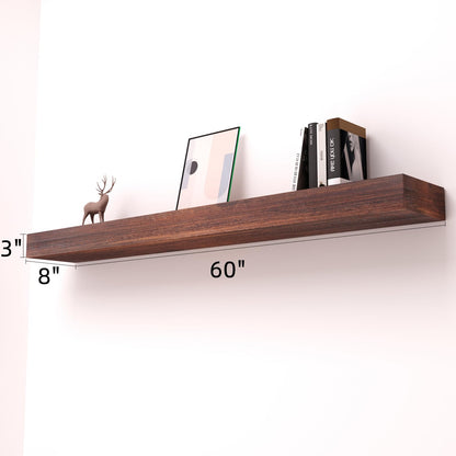 SAUMONIERES Fireplace Mantel Shelves 60 Inch Solid Wood Wall Mounted Long Floating Shelf Hollow, Brown