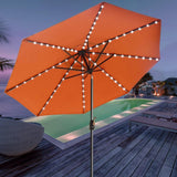 EliteShade USA 10-Year-Non-Fading Solar 9ft Market Umbrella with 80 LED Lights Patio Umbrellas Outdoor Table Umbrella with Ventilation,Rust EliteShade