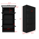 ECACAD 4 Tier Glass Display Cabinet with Light, Storage Curio Cabinet with Flip up Glass Doors, Collectors Showcase Figure Organizers Rack, Bookcase for Living Room/Home Office/Gaming Room,Black ECACAD