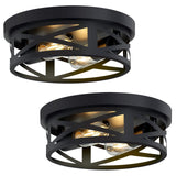 SKEJAO Flush Mount Ceiling Light Fixture,Black 2-Light Hallway Light Fixtures Ceiling,Light Fixtures Ceiling Mount for Farmhouse,Kitchen,Hall (2 Pack) SKEJAO