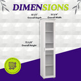 Kings Brand Furniture Romero Tall Curio Storage Cabinet - Tall Bookshelf Perfect for Living Room, Kitchen, Bedroom & Office - Storage Cabinet with 5 Storage Shelving & 1 Glass Door Display - White Kings Brand Furniture