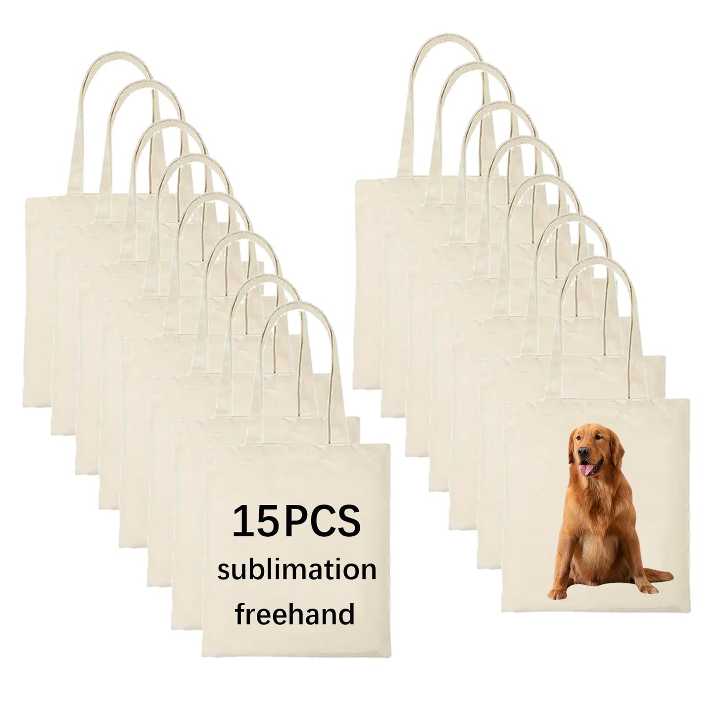 OKBA 15 pcs Blank Canvas Bags bulk,Sublimation Tote Bags,polyester tote bags for sublimation 31x36cm,DIY customization crafts