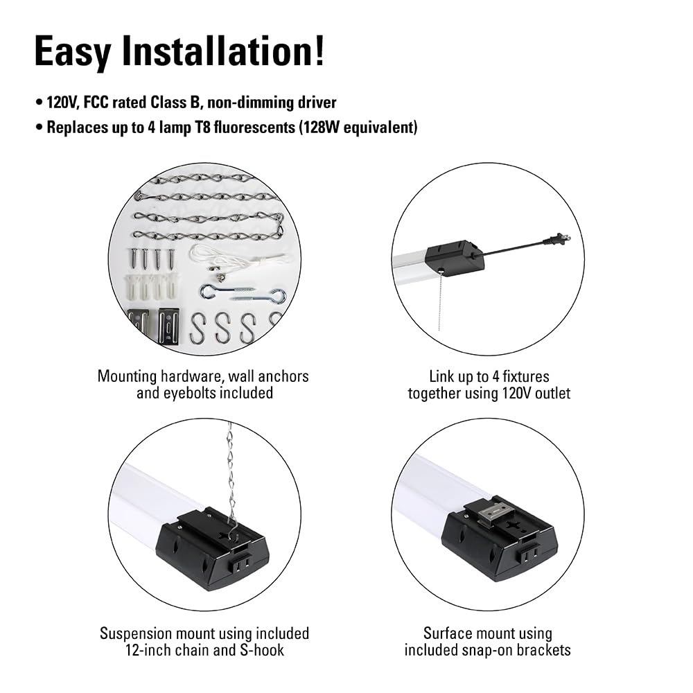 Metalux SHP 4 ft. 128-Watt Equivalent, 10000 Lumens Integrated LED, White Shop Light, 4000K CCT Metalux