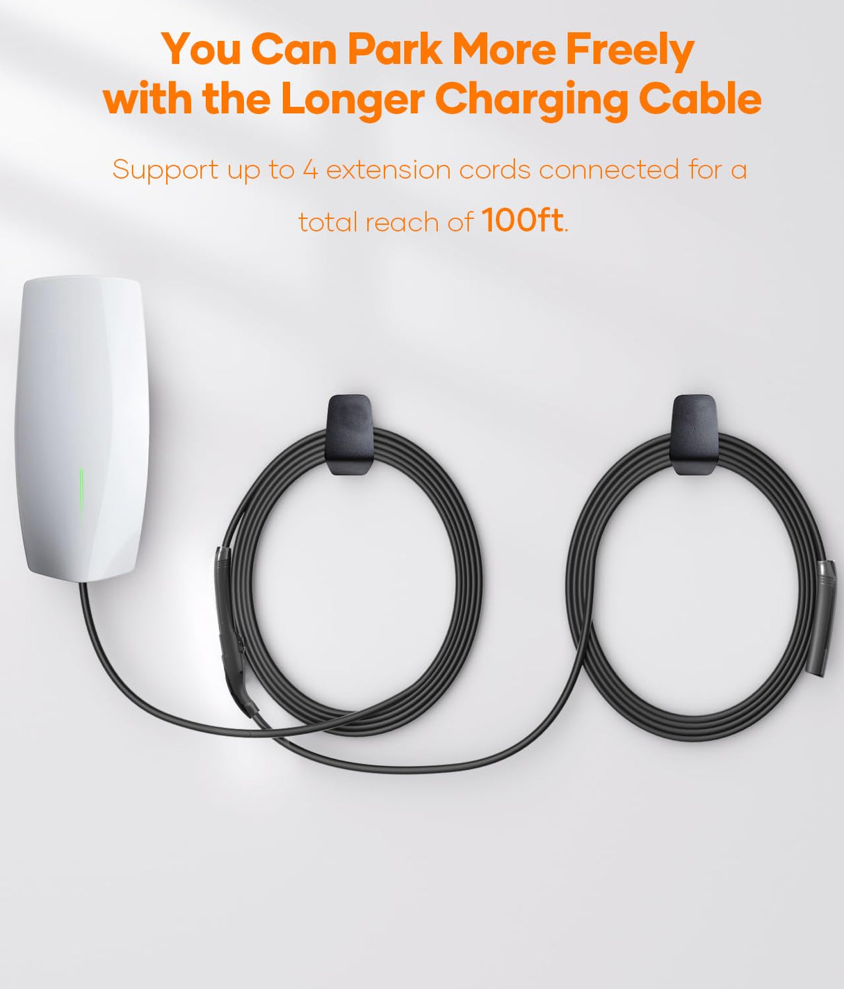 VIVAVOLT NACS Extension Cord,21/30/40ft Up to 50A 240V Without Drops in Power,Compatible with Model 3/Y/X/S,EV Charger Extension Cable Level 1&2 (30ft) VIVAVOLT