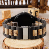 Dentily Men's Wood Watch Engraved Tree of Life Pattern Quartz Watch for Men Hand-Made Wooden Watches Dentily