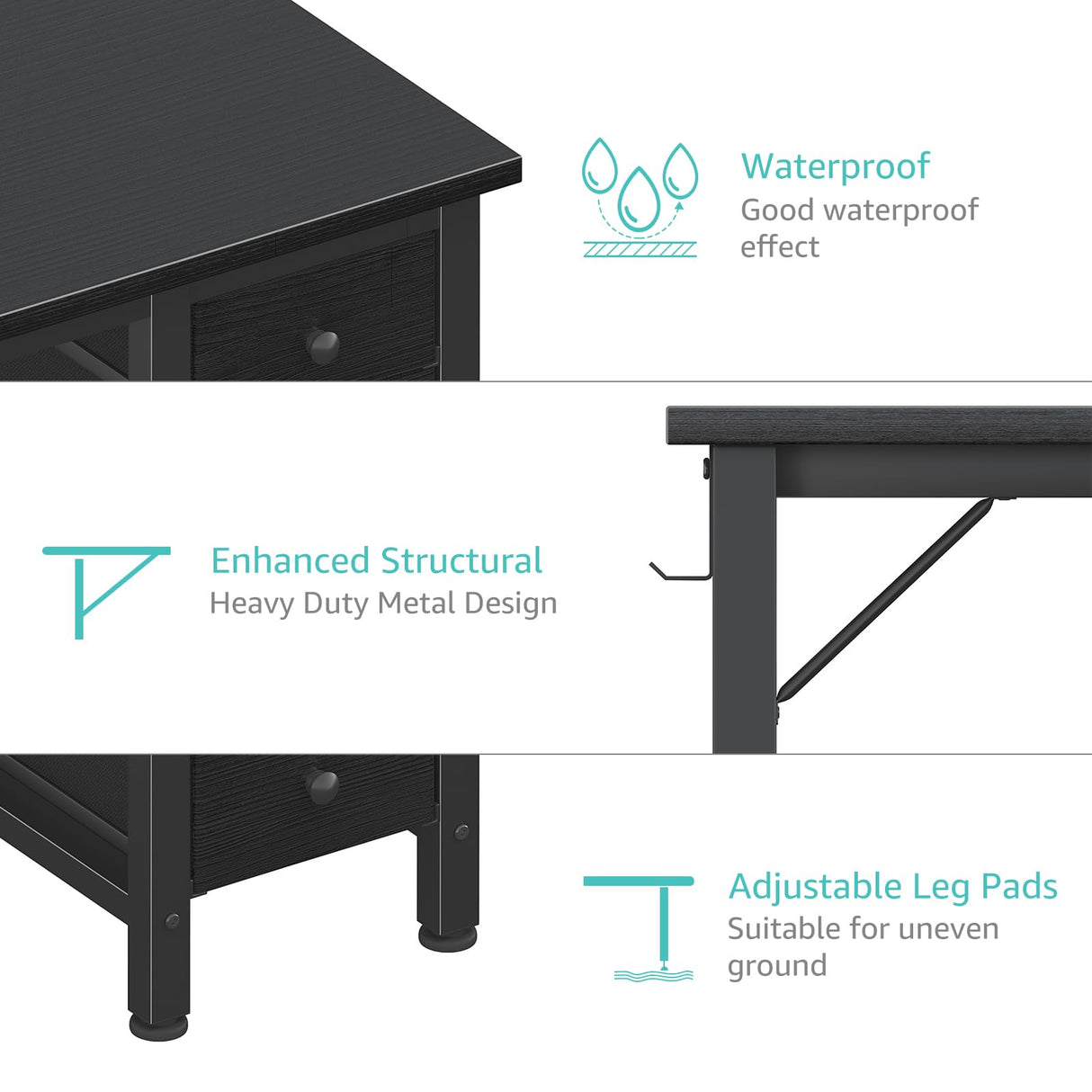 Lufeiya Small Gaming Desk with 4 Fabric Drawers, 40 Inch Kids Girls Teen Cute Study Desk for Bedroom, Work Computer Writing Table Desks for Small Space Home Office, Black Lufeiya