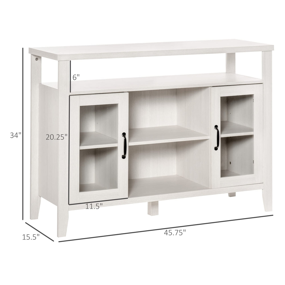 HOMCOM Farmhouse Sideboard Buffet Cabinet, Coffee Bar Cabinet with Storage Shelves, Kitchen Cabinet with 2 Framed Glass Doors and Anti-Topple, White HOMCOM