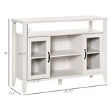 HOMCOM Farmhouse Sideboard Buffet Cabinet, Coffee Bar Cabinet with Storage Shelves, Kitchen Cabinet with 2 Framed Glass Doors and Anti-Topple, White HOMCOM