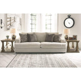 Signature Design by Ashley Soletren Contemporary Chenille Queen Sofa Sleeper with 4 Accent Pillows, Off-White Signature Design by Ashley