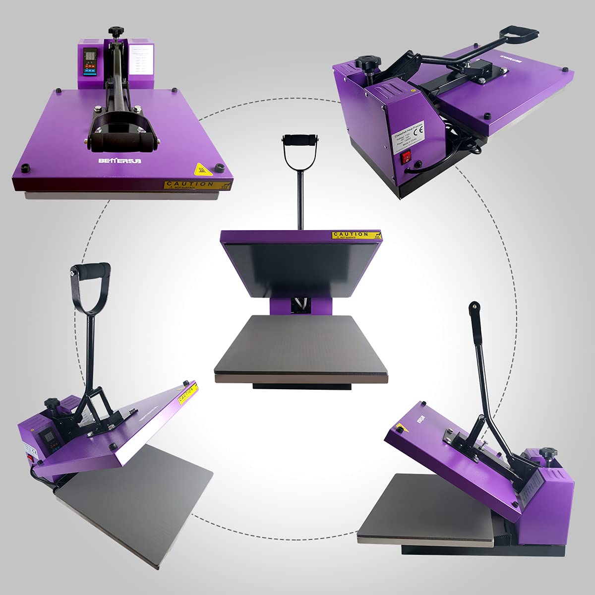 BetterSub 15‘’x15‘’ Industrial Heat Press Machine for T-Shirts, Sublimation, Transfers – Digital LCD Control, Teflon Surface, Clamshell Design, Safe & Durable - Purple BetterSub