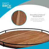 BIRDROCK HOME Wooden Lazy Susan Turntable - Countertop, Cabinet, and Table Organizer, Smooth Rotating Spice Rack, Iron-Edged Tray for Kitchen, Pantry and Dining, Rustic Wood Decor - Espresso, 18" BIRDROCK HOME