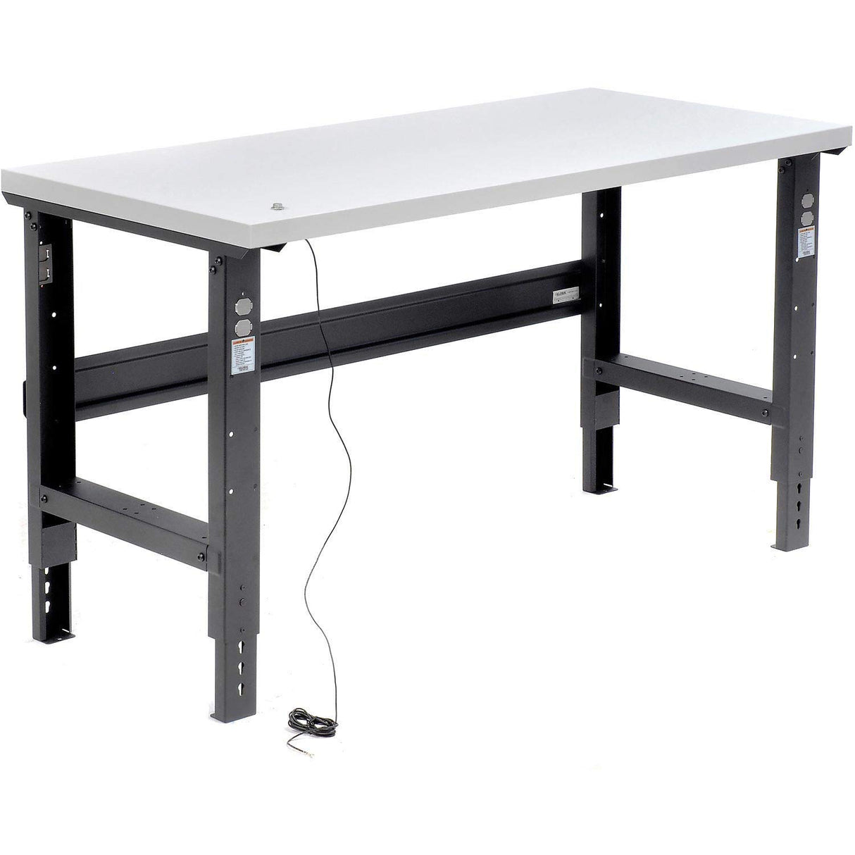 Global Industrial Adjustable Height Workbench C-Channel Leg, 60" W x 30" D, 1-1/4" ESD Square Edge, Black Global Industrial
