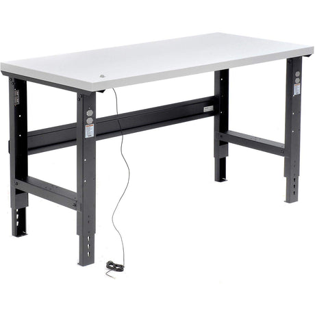 Global Industrial Adjustable Height Workbench C-Channel Leg, 60" W x 30" D, 1-1/4" ESD Square Edge, Black Global Industrial