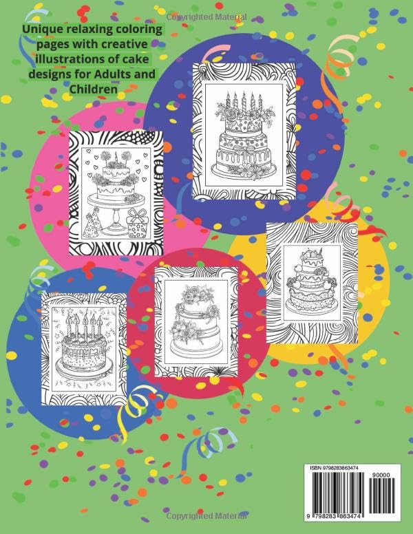 I Love Birthday Cakes!: Fun Relaxing Coloring Pages of Creative Cake Designs for Adults and Children WoodArtSupply