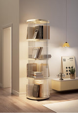 360 Acrylic Rotating Bookshelf for Adults and Kids.4 Tier Clear Tall nightstand,with Multi Layer.Swivel Bookcase for Display.Spinning and Turning revolving Bookshelf Tower. WoodArtSupply