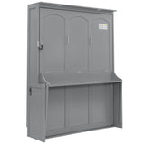 Queen Size Murphy Bed with Desk,USB Charging Station, Wall Bed Cabinet with Storage Shelves, LED Lights for Bedroom, Small Space,with Slats Support, No Need Spring Box. (Gray) Bellemave