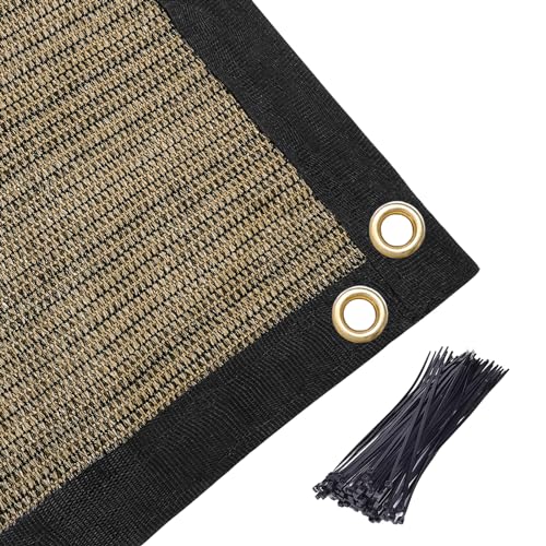 Amagenix 90% Shade Fabric 12'X 18' Mocha Sun Shade Cloth with Grommets GN101 for Pergola Replacement Shade Cover Canopy - Commercial Grade 185 GSM - Cable Zip Ties Included (We Customized) Amagenix
