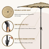 Abba Patio 7.5FT Lyon Outdoor Patio Umbrella Outdoor Table Umbrella with Push Button Tilt and Crank Market Umbrella 6 Sturdy Ribs UV Protection Waterproof for Garden Deck Backyard Pool Tan Abba Patio
