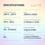 OVERTURE PLA Plus (PLA+) Filament 1.75mm, Stronger & More Durable, Professional Toughness 3D Printer Filament 1kg (2.2lbs), High Precision +/- 0.02mm, Tangle-Free (Sunset Rainbow) OVERTURE