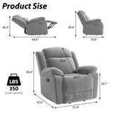 HAOMARKETS Rocker Recliner Chair for Adults, Manual Recliners with Overstuffed Backrest and Armrests, Upholstered Rocking Reclining Sofa Chair for Living Room, Grey HAOMARKETS