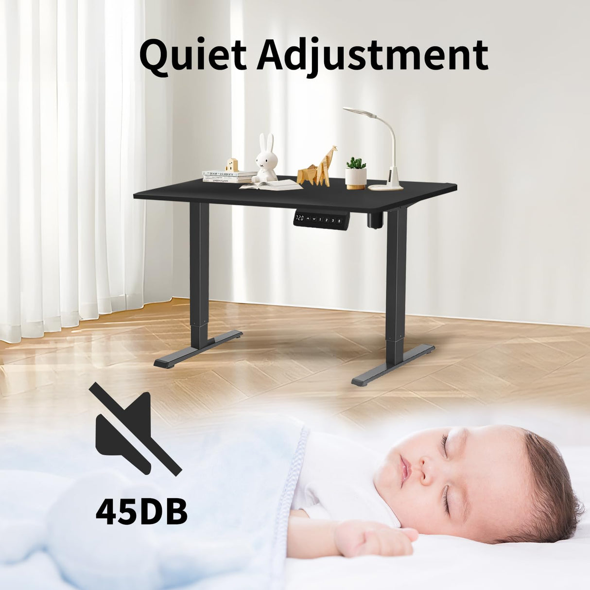 NICECOZY Electric Standing Computer Desk Frame, Height Adjustable Table Legs, Sit Stand Desk Legs for Home and Office (Black Frame Only) NICECOZY