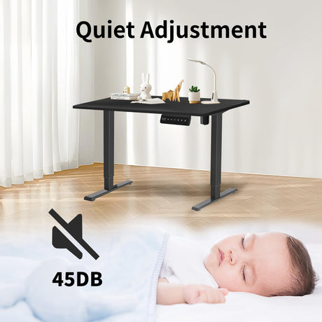 NICECOZY Electric Standing Computer Desk Frame, Height Adjustable Table Legs, Sit Stand Desk Legs for Home and Office (Black Frame Only) NICECOZY