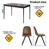 Homy Casa 5 Piece Mid-Century Modern 59" Rectangular Table & Chair Set for Dining Kitchen Room, 4 Upholstered Swivel Chairs in Suede Brown Homy Casa