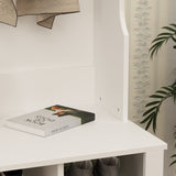 AIEGLE Large 3-in-1 Entryway Hall Tree with Shoe Bench and Coat Rack with 18 Shoe Storage Cube and 6 Hanging Hooks, White (63" L x 17.3" W x 66.9" H) AIEGLE