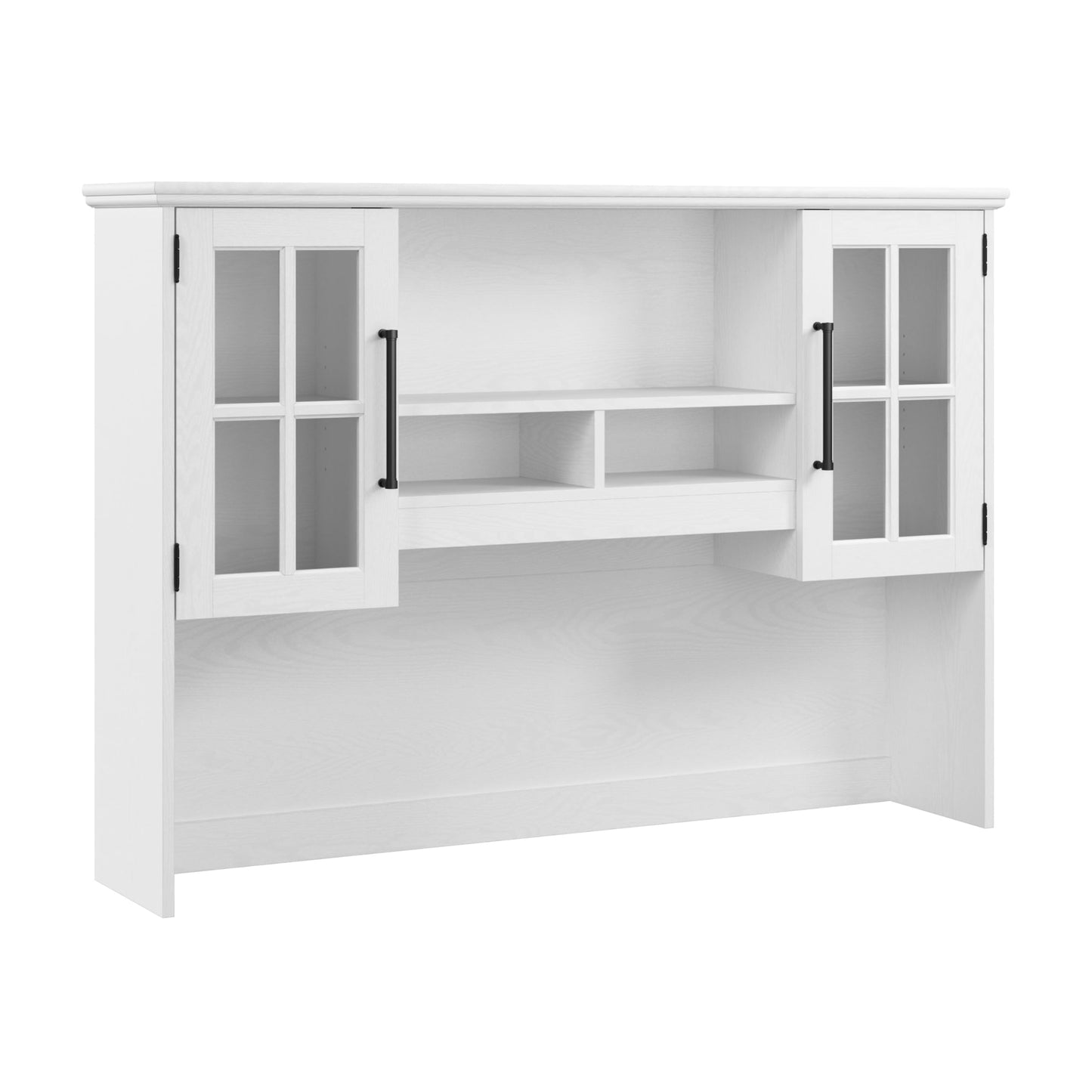 Bush Furniture Westbrook 60W Computer Desk Hutch in White Ash | Dining Room, Living Room, Home Office Storage - WoodArtSupply