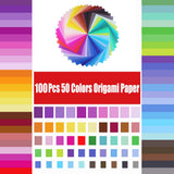 Opret Origami Paper Large, 100 Sheets 20x20cm / 8 inch Large Origami Paper 50 Vivid Colors Single Sided for Arts and Crafts Projects Opret