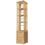 360° Rotating 6-Tier Bamboo Bookshelf with Shutter Door - Stylish Storage Rack for Small Spaces OUKANING