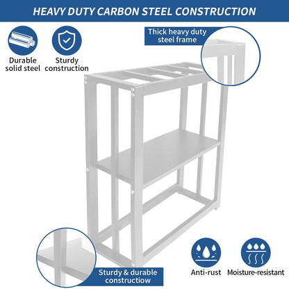 Fizgot Fish Tank Stand 20 Gallon, Double Layer Metal Aquarium Stand with Storage, 24.8" x 9.45" x 29.5" Breeder Reptile Tank Stand （White） - WoodArtSupply