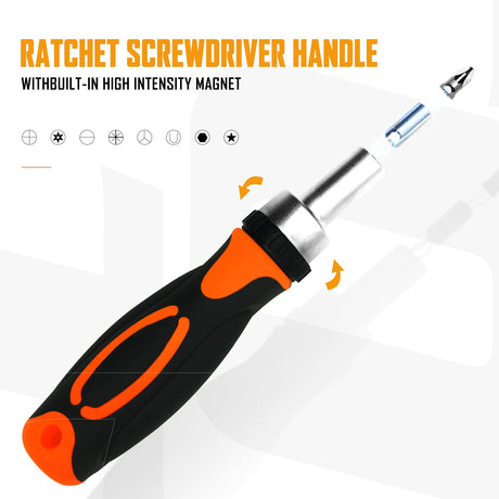 TOOLMAK Ratcheting Screwdriver Set Screwdriver 42 in 1 Ratchet Wrench Set, With Rotatable Ratchet Handles ＆ Storage Case, Household Repair Tool Kits for Bike TOOLMAK