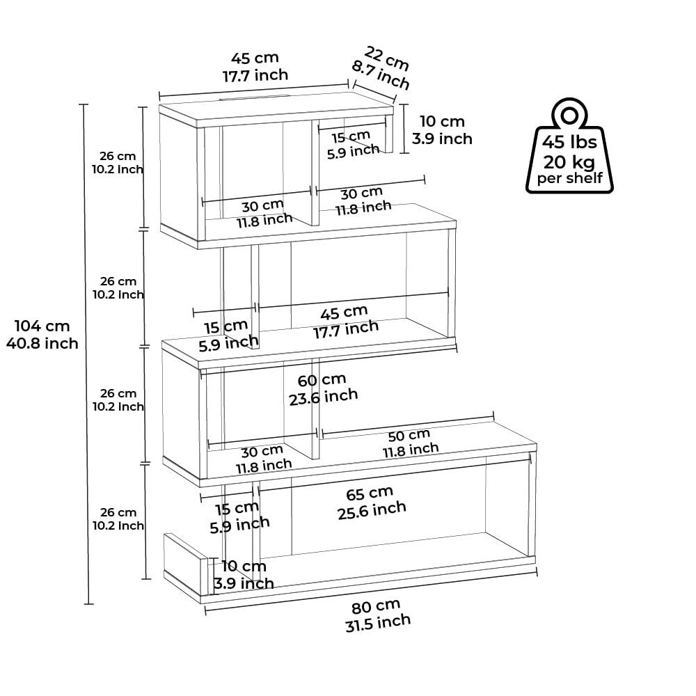 MinimaDecor Longway Modern White & Anthracite Multifunctional Bookcase - WoodArtSupply