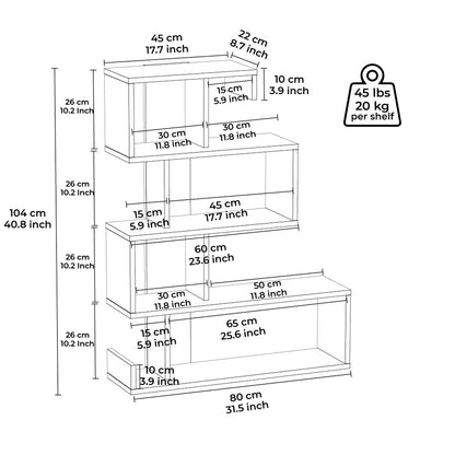 MinimaDecor Longway Modern White & Anthracite Multifunctional Bookcase - WoodArtSupply