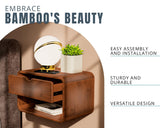 Comfify Modern Nightstand Bamboo Floating Nightstand with Drawer - Brown- Small Nightstand with Midcentury Modern Vibe - Unique Design, Easy Installation, Clear Instructions Comfify