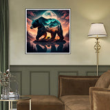 Ekuxom Forest Bear Diamond Art Kits for Adults, DIY Animal Diamond Art Kits, Moon Round Full Drill Animal Diamond Painting Kits for Adults Gem Art Wall Decor Gifts 14x14 inch Ekuxom