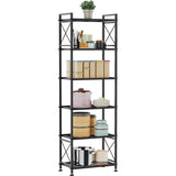 YOHKOH 6 Tier Metal Storage Rack Shelves, Standing Storage Shelf Units for Laundry Bathroom Kitchen Pantry (Black,17.0L x 12.9W x 64.9H) YOHKOH