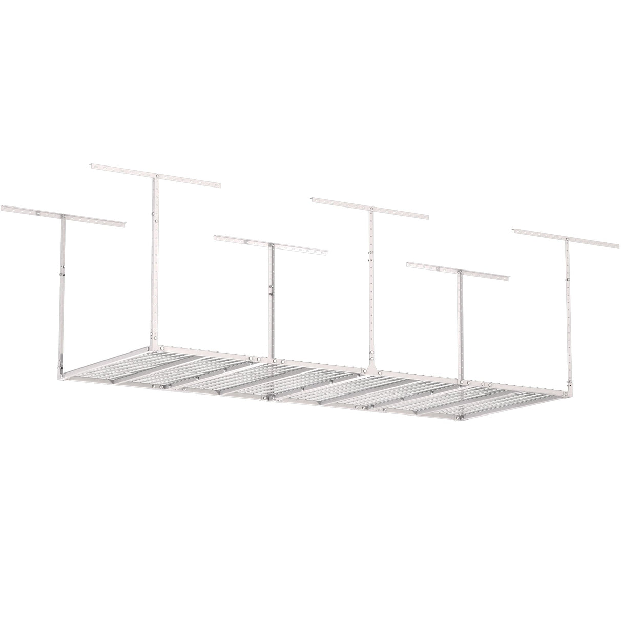 GIOTORENT 3x8FT Heavy Duty Overhead Garage Storage Rack - Adjustable Ceiling Shelving with 600lbs Weight Capacity, Metal Garage Organization System, White GIOTORENT