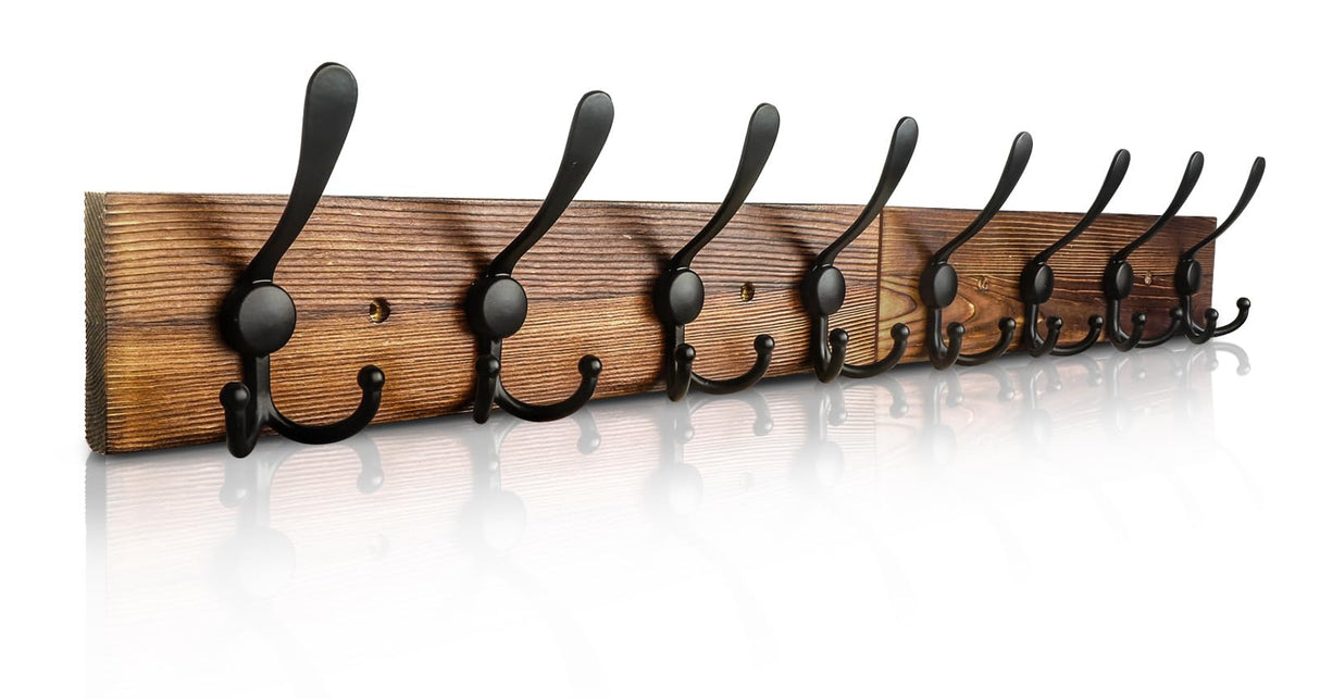 Homagic Coat Rack Wall Mount 31.5'' Coat Hanger Wall Mount Burnt Brown Coat Hooks for Wall Rustic Towel Racks for Bathroom Living Room Coat Hat Cloth Homagic