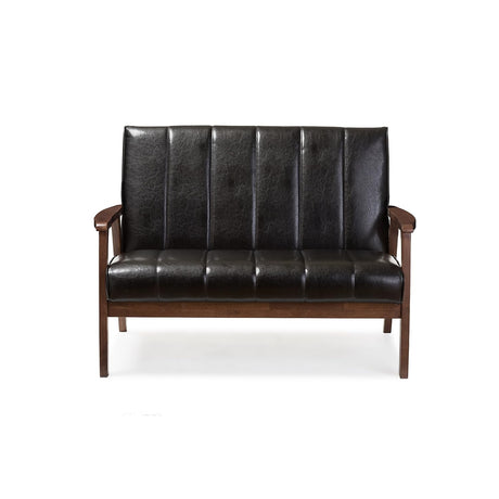Baxton Studio BBT8011A2-Black Loveseat Love Seats, 29.45LX44.66WX31.59H, Black Baxton Studio