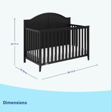 Graco Wilfred 5-in-1 Convertible Crib (Black) – GREENGUARD Gold Certified, Converts to Toddler Bed and Full-Size Bed, Fits Standard Full-Size Crib Mattress, Adjustable Mattress Support Base Graco