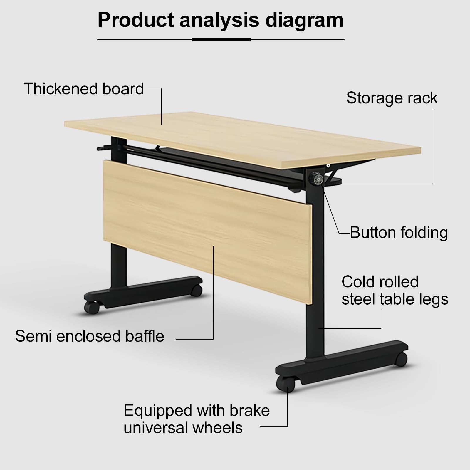 Conference Table, 4 Pack Folding Conference Room Table Flip Top Training Table, Modern Mobile Meeting Table with Lockable Wheels for Office, Classroom, School, 55 x 23.6 x 29.5 inch (4pcs) - WoodArtSupply