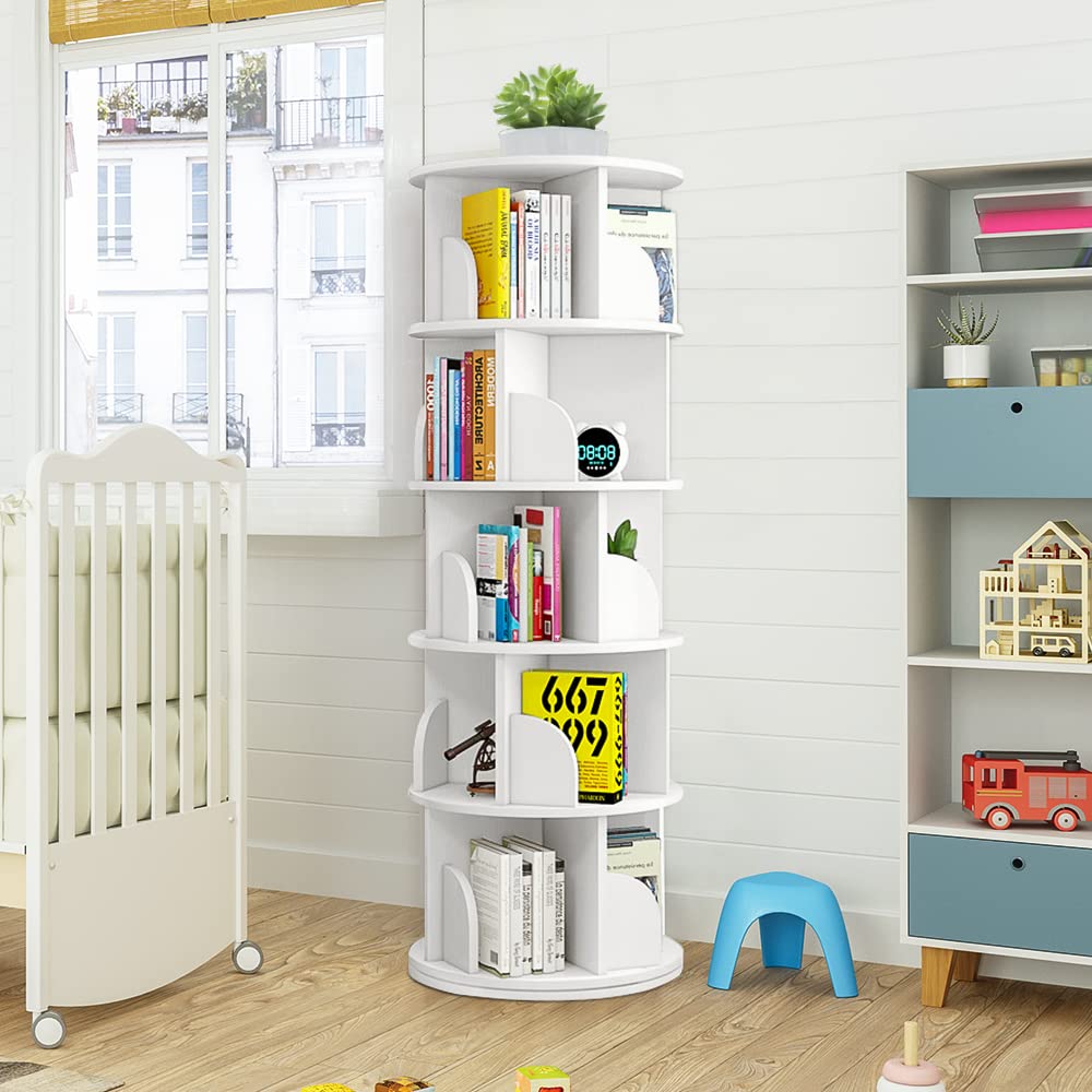 Nisorpa 5-Tier 360° Rotating Bookshelf and Storage Rack for Home and Office Nisorpa
